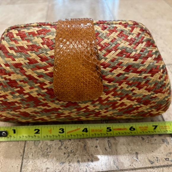 Jenny Polanco raffia and snake leather clutch - Picture 5 of 10